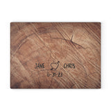 Heart Carved in Tree Personalized Glass Cutting Board