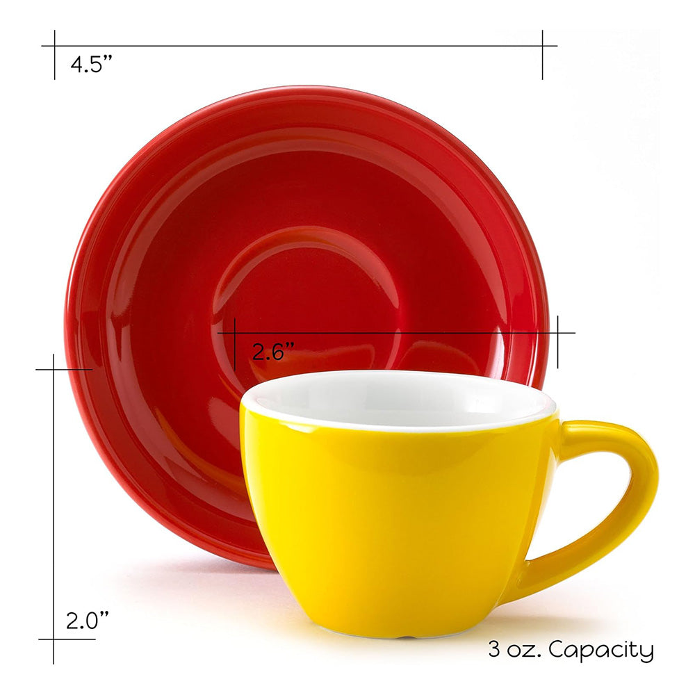 Vibrant Colors Espresso Cups and Saucers