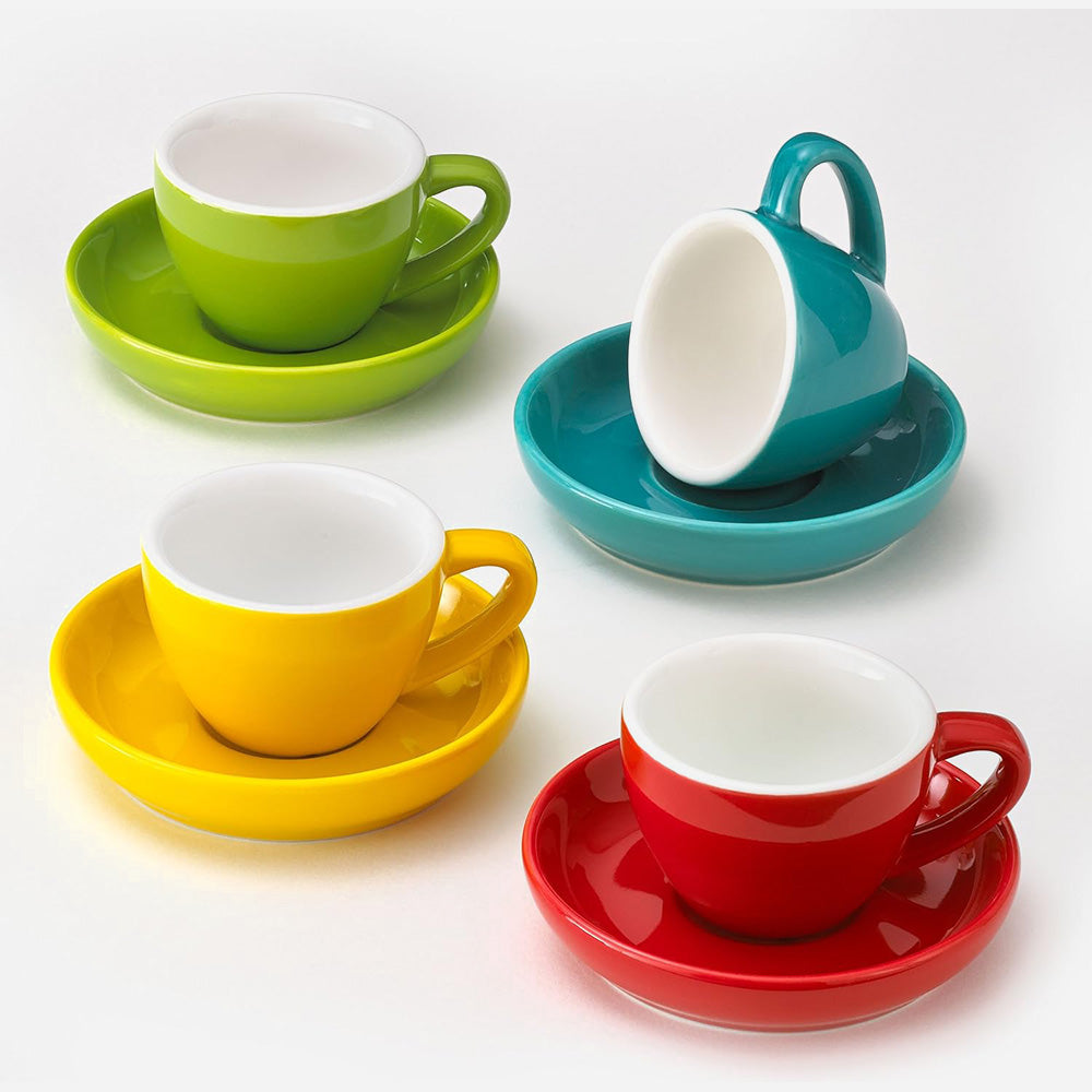 Vibrant Colors Espresso Cups and Saucers