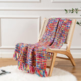 Multicolor Throw Blanket with Tassels