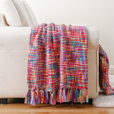 Multicolor Throw Blanket with Tassels