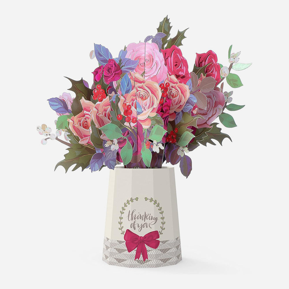 3D Pop up Card Colorful Rose Bouquet