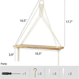 Macrame Wooden Floating Shelves Set of 2