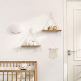 Macrame Wooden Floating Shelves Set of 2
