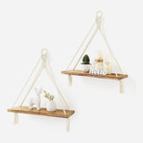 Macrame Wooden Floating Shelves Set of 2