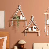 Macrame Wooden Floating Shelves Set of 2