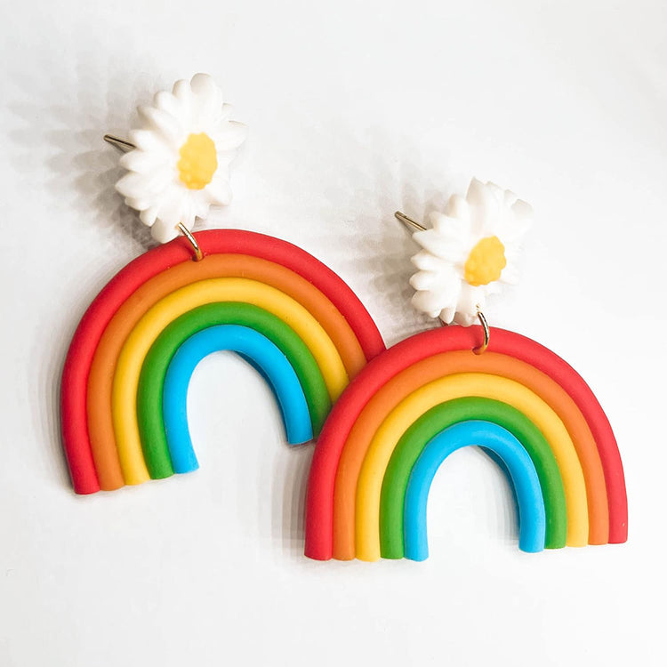 Handmade Rainbow Daisy Earrings
