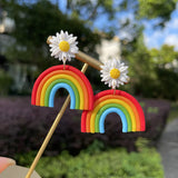 Handmade Rainbow Daisy Earrings