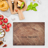 Heart Carved in Tree Personalized Glass Cutting Board