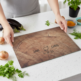 Heart Carved in Tree Personalized Glass Cutting Board