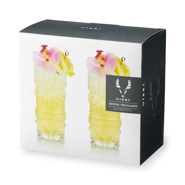 Crystal Tiki Tall Cocktail Glasses Set of 2