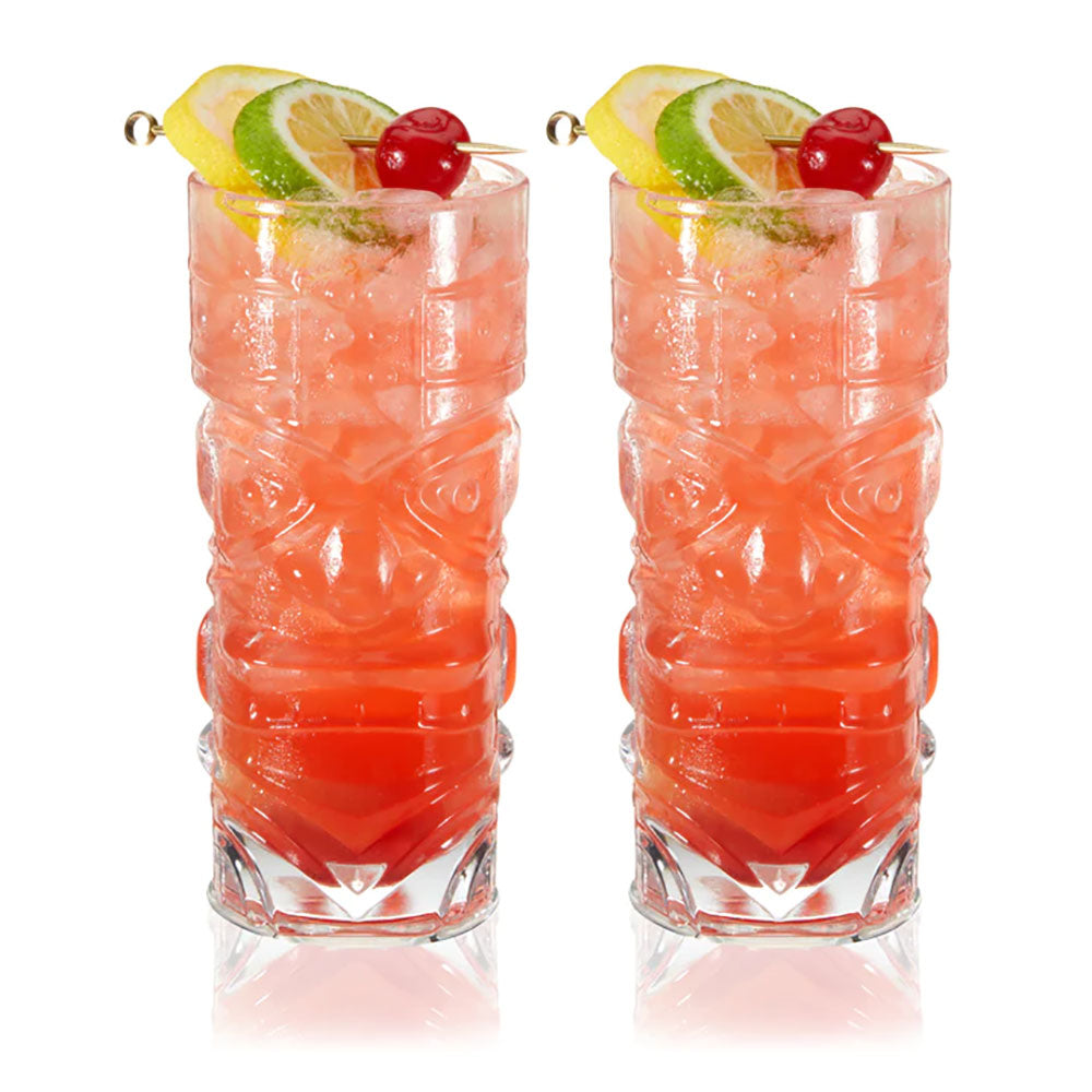 Crystal Tiki Tall Cocktail Glasses Set of 2