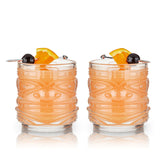 Crystal Tiki Lowball Cocktail Glasses Set Of 2