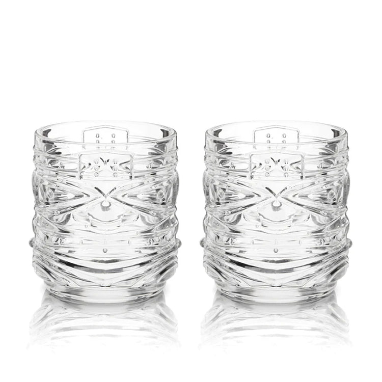 Crystal Tiki Lowball Cocktail Glasses Set Of 2