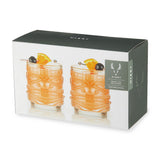 Crystal Tiki Lowball Cocktail Glasses Set Of 2