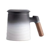 Ceramic Tea Cup With Infuser and Lid - Black & White