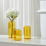 Minimalist Small Amber Bud Vases Set of 3