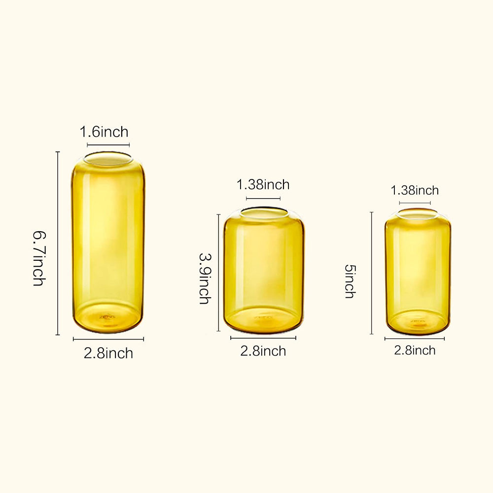 Minimalist Small Amber Bud Vases Set of 3