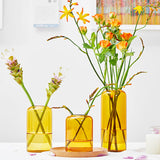 Minimalist Small Amber Bud Vases Set of 3