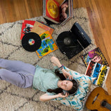 Bluetooth Suitcase Record Player with Built-In Speakers Black