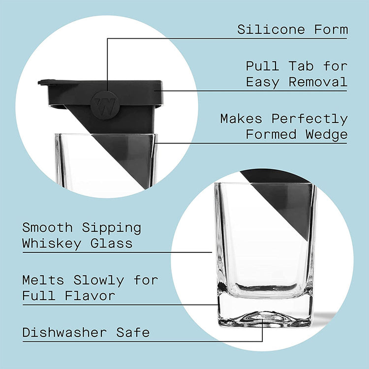 Premium Whiskey Glass with Silicone Ice Mold