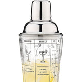 Glass Cocktail Shaker with Cocktail Recipes