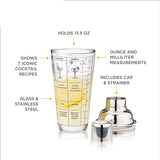 Glass Cocktail Shaker with Cocktail Recipes