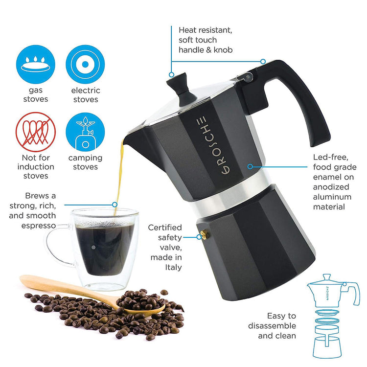 Stove Top Moka Pot Coffee Maker Black