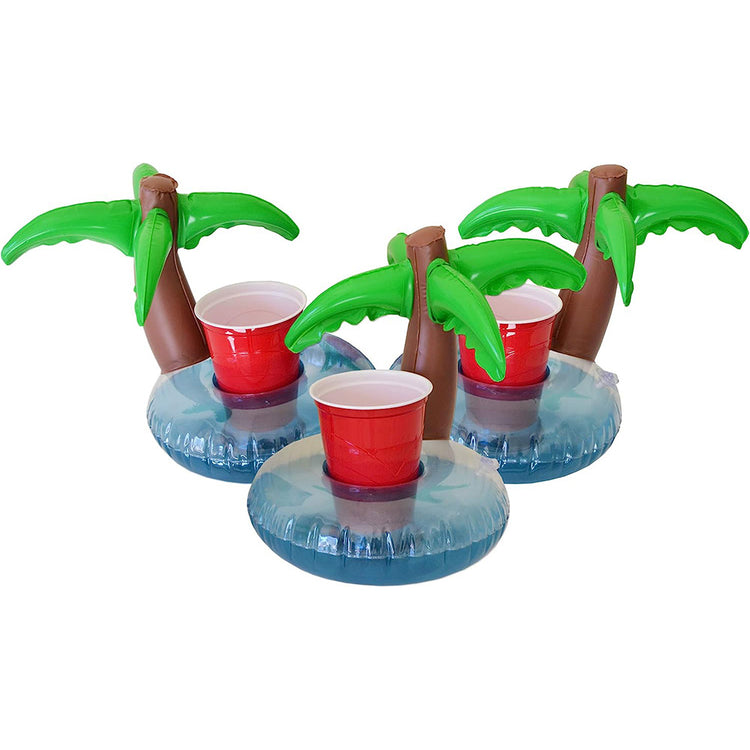 Inflatable Palm Tree Pool Drink Holder 3 Pack