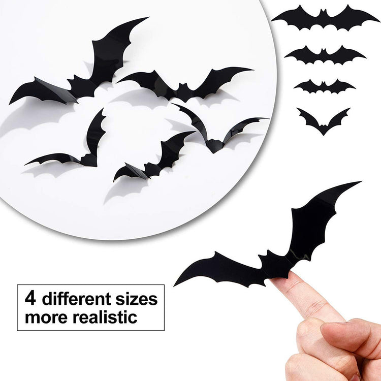 Halloween 3D Bats Wall Stickers Decoration 60PCS