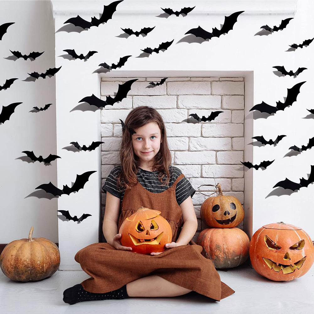 Halloween 3D Bats Wall Stickers Decoration 60PCS