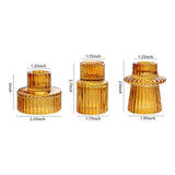 Amber Glass Candlestick Holders 3 Pcs