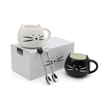 Black Cat White Cat Ceramic Mugs Set of 2