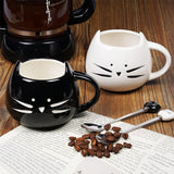 Black Cat White Cat Ceramic Mugs Set of 2