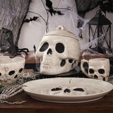 Halloween Skull Air Tight Ceramic Cookie Jar