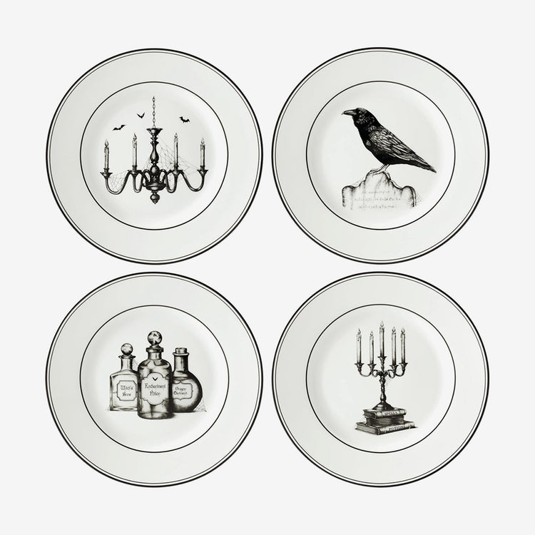 Vintage Halloween 4-Piece Dessert Plate Set