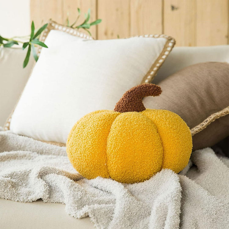 Teddy Fleece Pumpkin Throw Pillow