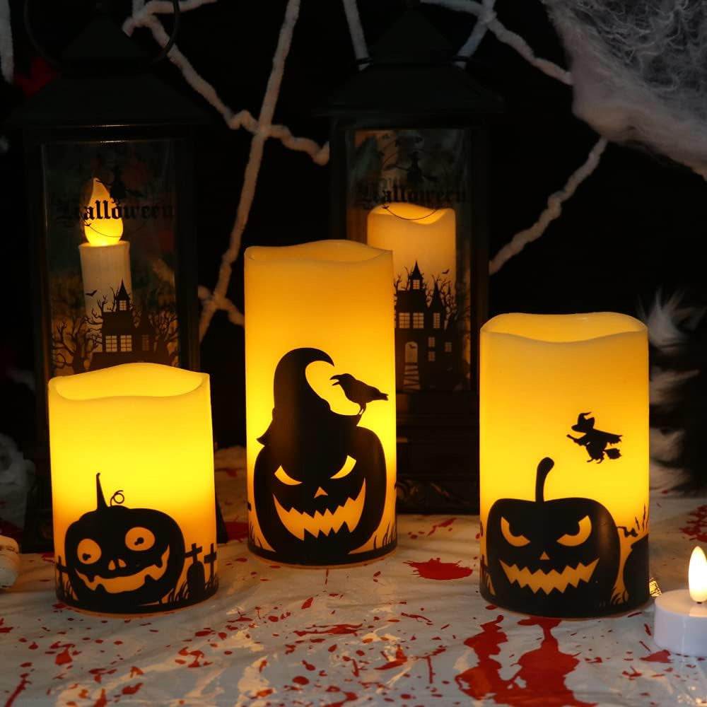 Halloween Flameless LED Candles Pumpkin Decals