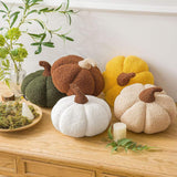Teddy Fleece Pumpkin Throw Pillow White