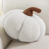Teddy Fleece Pumpkin Throw Pillow White