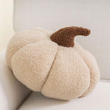 Teddy Fleece Pumpkin Throw Pillow Off White