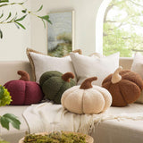 Teddy Fleece Pumpkin Throw Pillow Off White