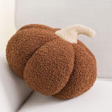 Teddy Fleece Pumpkin Throw Pillow Brown