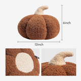 Teddy Fleece Pumpkin Throw Pillow Brown