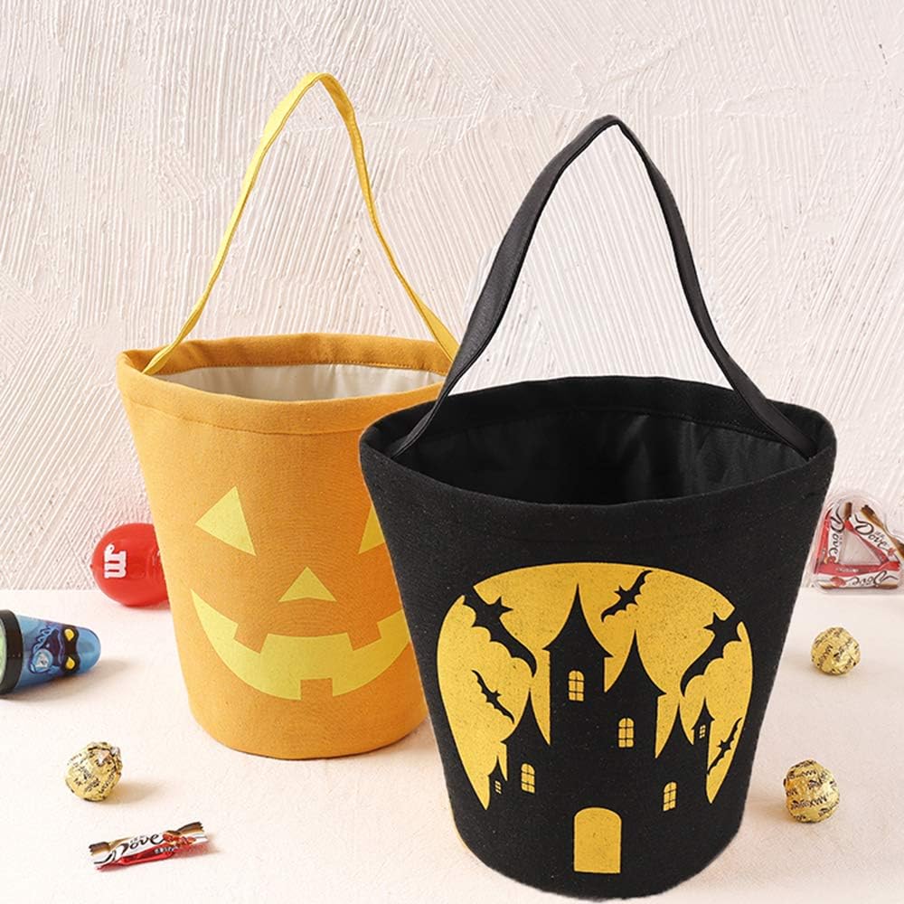 LED Light Halloween Candy Bags,Trick or Treat Bags Light Up Candy Bags,Reusable  Bucket for Children Halloween Snack Bags,Gift Bags 
