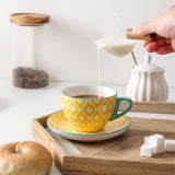 Ceramic Cappuccino Cups with Saucers Set of 6