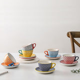 Ceramic Cappuccino Cups with Saucers Set of 6