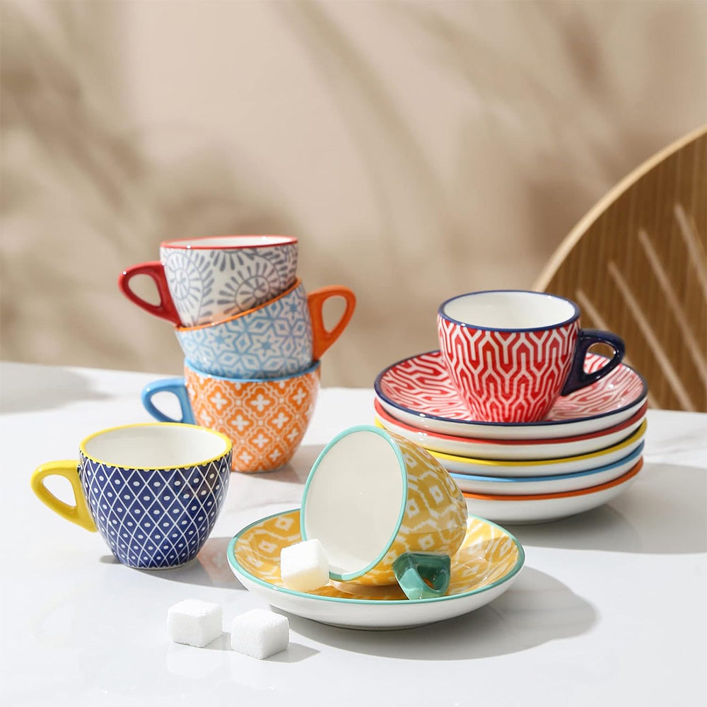 6 – Set Espresso Ceramic Animi Cups of Causa with Saucers