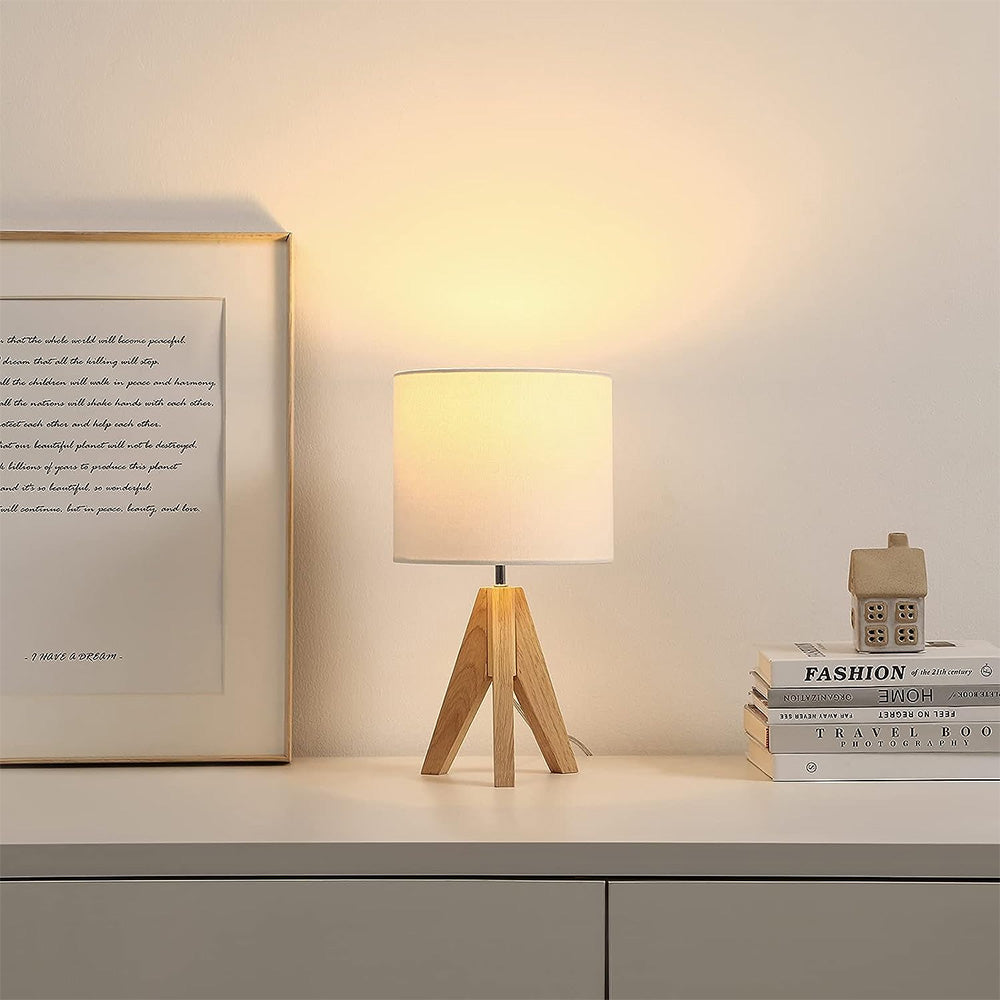 Small Wooden Tripod Table Lamp