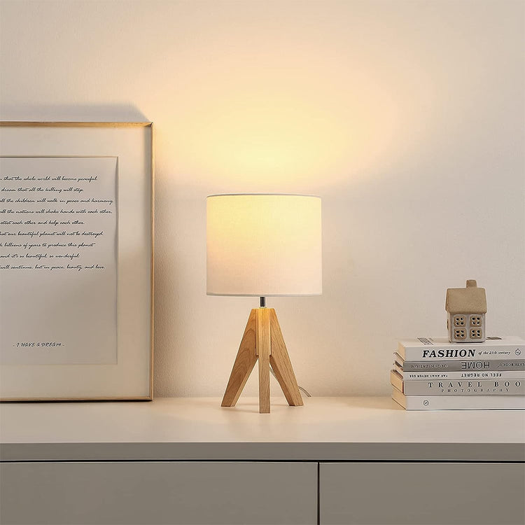 Small Wooden Tripod Table Lamp